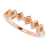 14K Gold Round Natural Citrine Stackable Ring - Rose Gold - view 10
