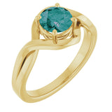 14K Gold Round Lab-Grown Alexandrite Infinity-Inspired Ring - Yellow Gold
