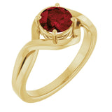 14K Gold Round Natural Mozambique Garnet Infinity-Inspired Ring - Yellow Gold