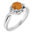 14K Gold Round Natural Citrine Infinity-Inspired Ring - White Gold