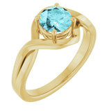 14K Gold Round Natural Blue Zircon Infinity-Inspired Ring - Yellow Gold
