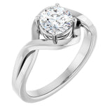 14K Gold Round Natural White Sapphire Infinity-Inspired Ring - White Gold