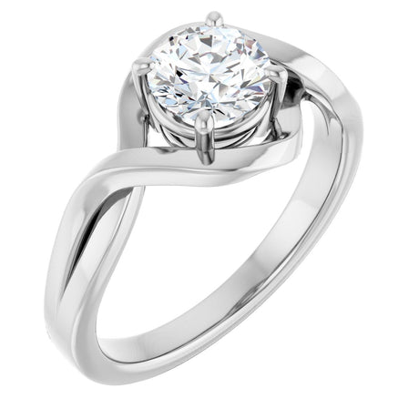 14K Gold Round Natural White Sapphire Infinity-Inspired Ring - White Gold