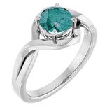 14K Gold Round Lab-Grown Alexandrite Infinity-Inspired Ring - White Gold