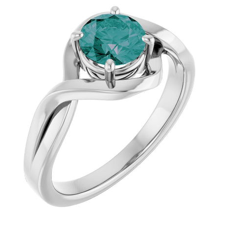 14K Gold Round Lab-Grown Alexandrite Infinity-Inspired Ring - White Gold