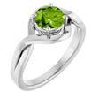 14K Gold Round Natural Peridot Infinity-Inspired Ring - White Gold