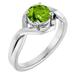 14K Gold Round Natural Peridot Infinity-Inspired Ring - White Gold