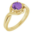 14K Gold Round Natural Amethyst Infinity-Inspired Ring - Yellow Gold