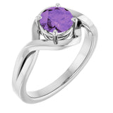 14K Gold Round Natural Amethyst Infinity-Inspired Ring - White Gold