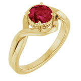 14K Gold Round Lab-Grown Ruby Infinity-Inspired Ring - Yellow Gold