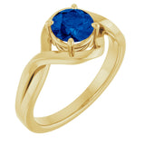 14K Gold Round Lab-Grown Blue Sapphire Infinity-Inspired Ring - Yellow Gold