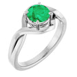 14K Gold Round Lab-Grown Emerald Infinity-Inspired Ring - White Gold