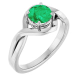 14K Gold Round Lab-Grown Emerald Infinity-Inspired Ring - White Gold