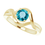 14K Gold Round Natural London Blue Topaz Infinity-Inspired Ring - view 5