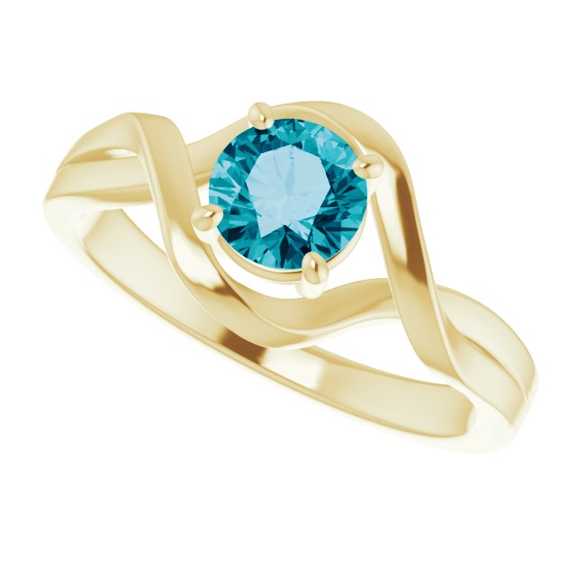 14K Gold Round Natural London Blue Topaz Infinity-Inspired Ring - view 5
