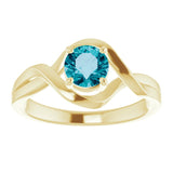 14K Gold Round Natural London Blue Topaz Infinity-Inspired Ring - view 3