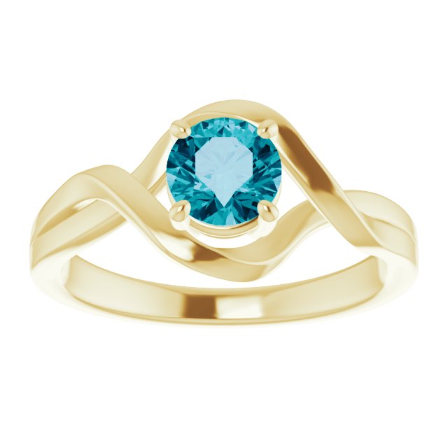 14K Gold Round Natural London Blue Topaz Infinity-Inspired Ring - view 3