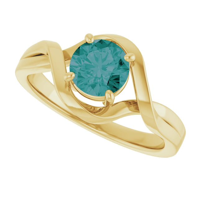 14K Gold Round Lab-Grown Alexandrite Infinity-Inspired Ring - Yellow Gold - view 5