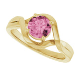 14K Gold Round Natural Pink Tourmaline Infinity-Inspired Ring - Yellow Gold - view 5
