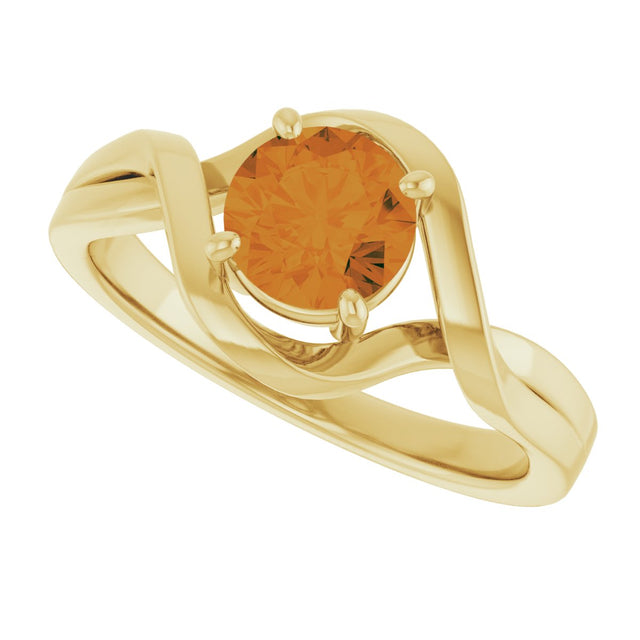 14K Gold Round Natural Citrine Infinity-Inspired Ring - Yellow Gold - view 5