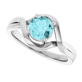 14K Gold Round Natural Blue Zircon Infinity-Inspired Ring - White Gold - view 5
