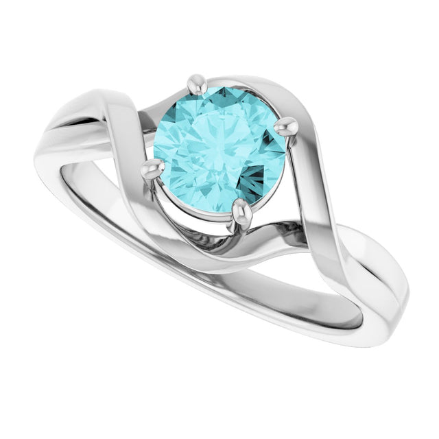 14K Gold Round Natural Blue Zircon Infinity-Inspired Ring - White Gold - view 5