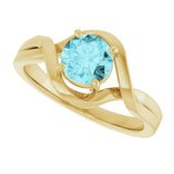 14K Gold Round Natural Blue Zircon Infinity-Inspired Ring - Yellow Gold - view 5
