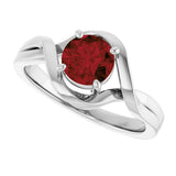 14K Gold Round Natural Mozambique Garnet Infinity-Inspired Ring - White Gold - view 5
