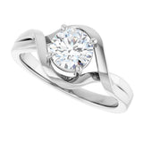 14K Gold Round Natural White Sapphire Infinity-Inspired Ring - White Gold - view 5