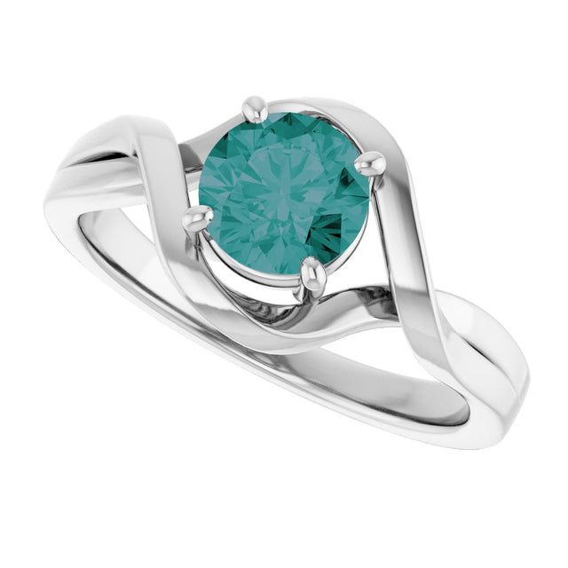 14K Gold Round Lab-Grown Alexandrite Infinity-Inspired Ring - White Gold - view 5