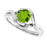 14K Gold Round Natural Peridot Infinity-Inspired Ring - White Gold - view 5
