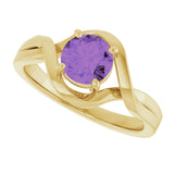 14K Gold Round Natural Amethyst Infinity-Inspired Ring - Yellow Gold - view 5