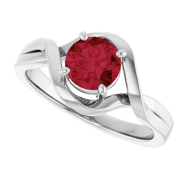 14K Gold Round Lab-Grown Ruby Infinity-Inspired Ring - White Gold - view 5