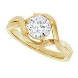14K Gold Round Natural White Sapphire Infinity-Inspired Ring - Yellow Gold - view 5