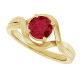 14K Gold Round Lab-Grown Ruby Infinity-Inspired Ring - Yellow Gold - view 5