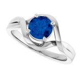 14K Gold Round Lab-Grown Blue Sapphire Infinity-Inspired Ring - White Gold - view 5