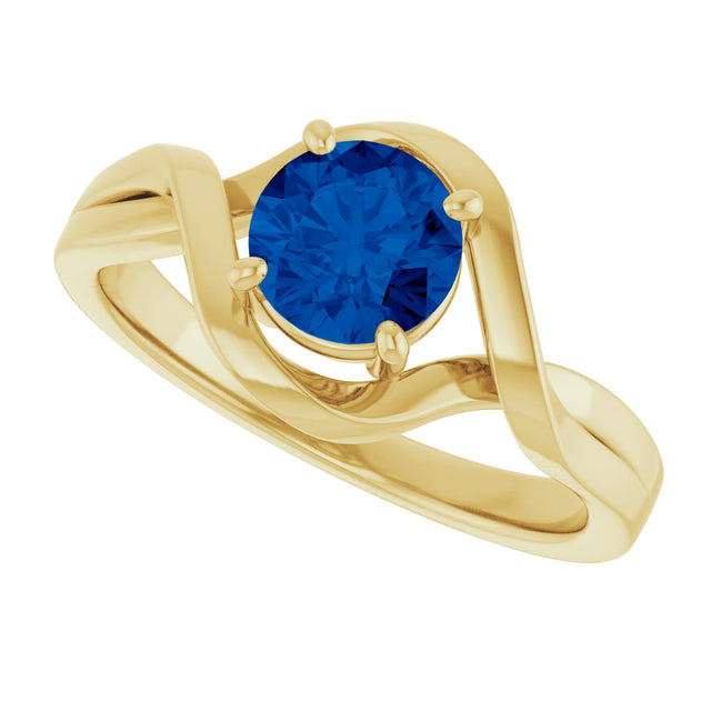 14K Gold Round Lab-Grown Blue Sapphire Infinity-Inspired Ring - Yellow Gold - view 5