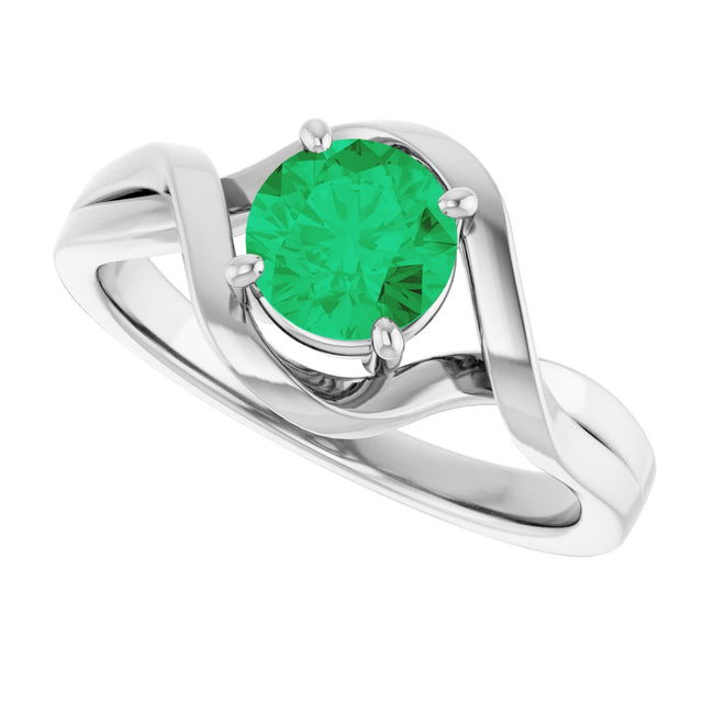 14K Gold Round Lab-Grown Emerald Infinity-Inspired Ring - White Gold - view 5
