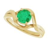 14K Gold Round Lab-Grown Emerald Infinity-Inspired Ring - Yellow Gold - view 5
