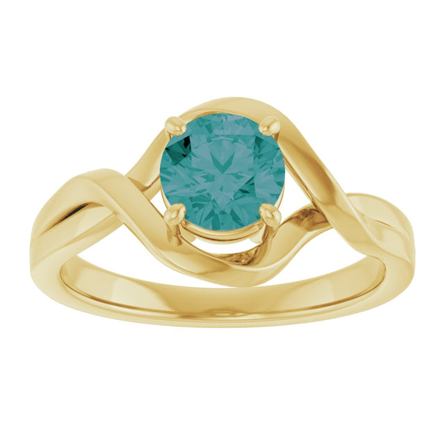 14K Gold Round Lab-Grown Alexandrite Infinity-Inspired Ring - Yellow Gold - view 3