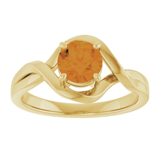 14K Gold Round Natural Citrine Infinity-Inspired Ring - Yellow Gold - view 3