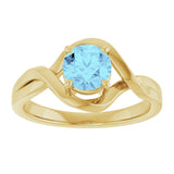 14K Gold Round Natural Aquamarine Infinity-Inspired Ring - Yellow Gold - view 3