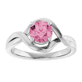 14K Gold Round Natural Pink Tourmaline Infinity-Inspired Ring - White Gold - view 3