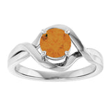 14K Gold Round Natural Citrine Infinity-Inspired Ring - White Gold - view 3