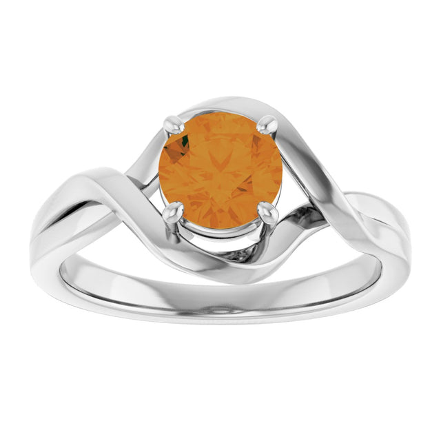 14K Gold Round Natural Citrine Infinity-Inspired Ring - White Gold - view 3