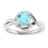 14K Gold Round Natural Blue Zircon Infinity-Inspired Ring - White Gold - view 3