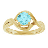14K Gold Round Natural Blue Zircon Infinity-Inspired Ring - Yellow Gold - view 3