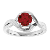 14K Gold Round Natural Mozambique Garnet Infinity-Inspired Ring - White Gold - view 3