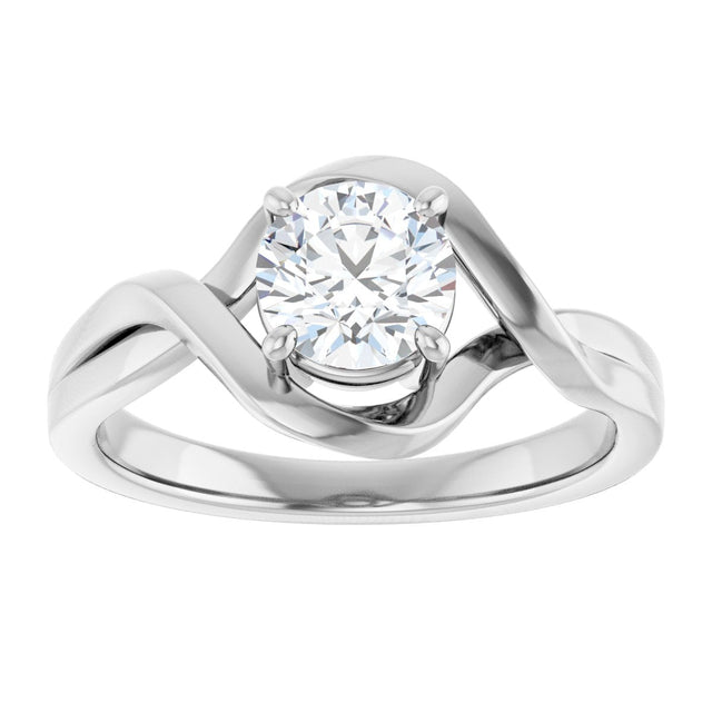 14K Gold Round Natural White Sapphire Infinity-Inspired Ring - White Gold - view 3