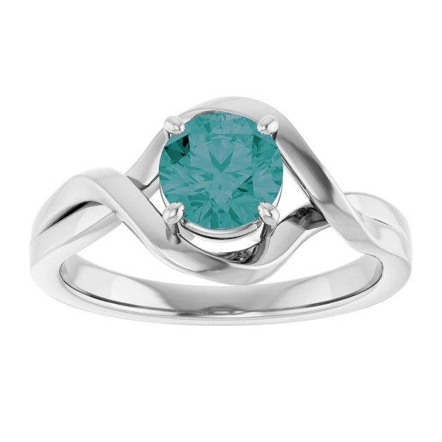 14K Gold Round Lab-Grown Alexandrite Infinity-Inspired Ring - White Gold - view 3